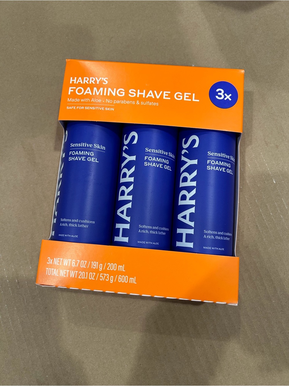 Harry’s Foaming Shave Gel for Men – Blue (3-Pack) new sealed